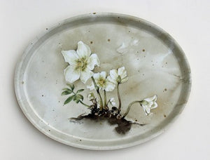 Winter-Rose Oval tray